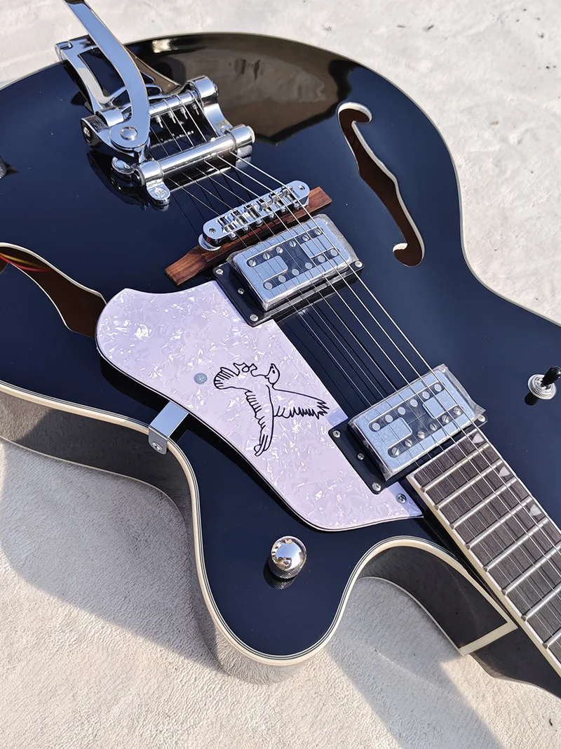 In stock Factory Custom Semi Hollow Body Jazz Tuners Electric Guitar With Tremolo Fast Shipping