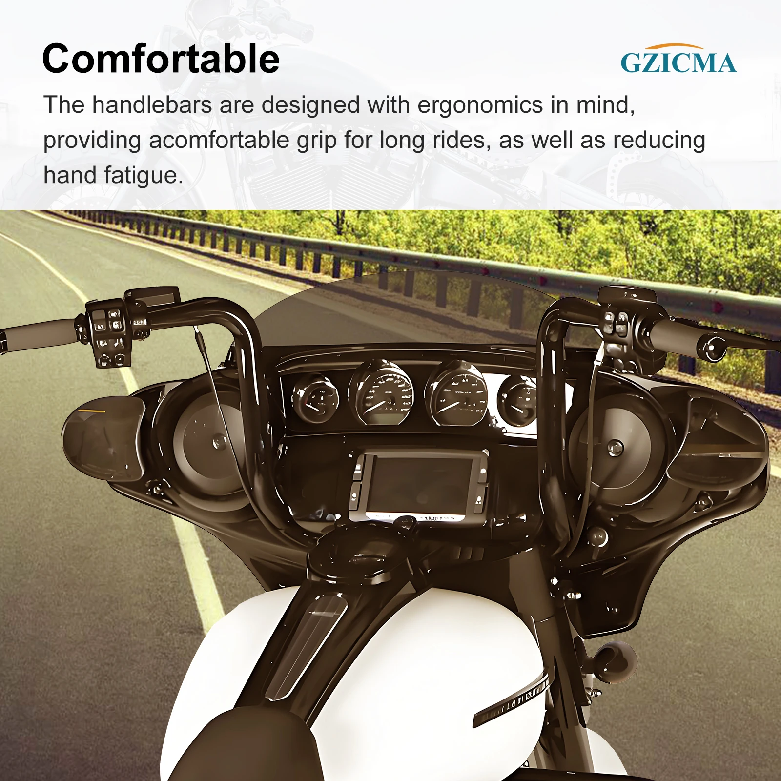 GZICMA Sleek Design Ape Hanger Handlebar 1.5