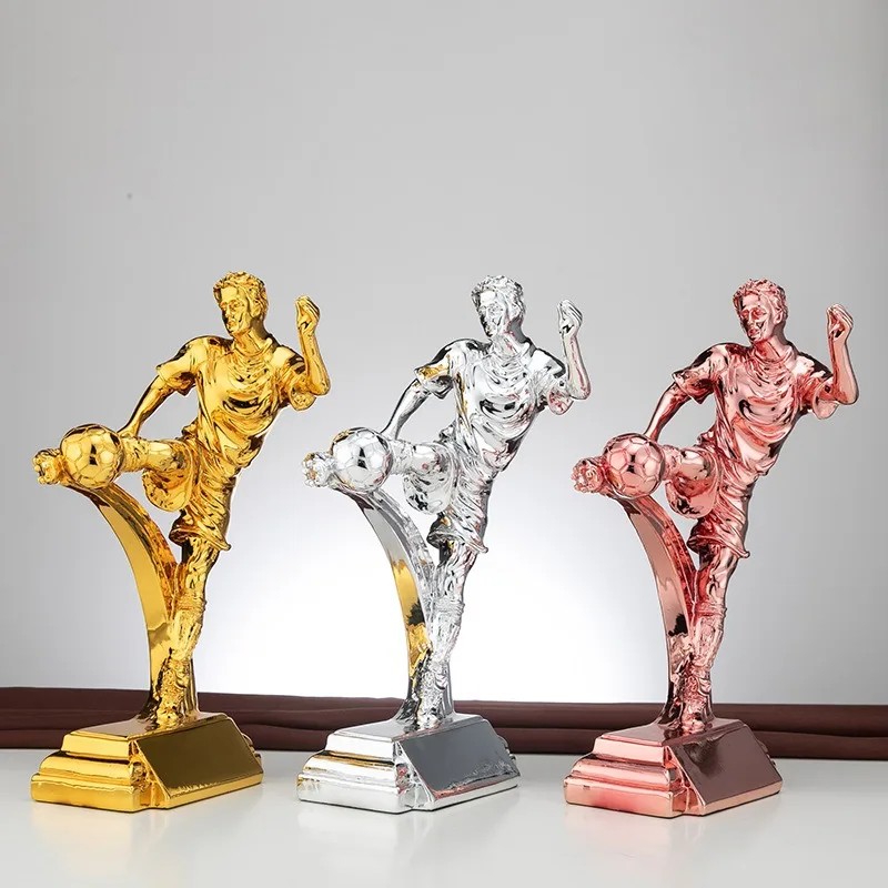 Figure Football Trophy Outstanding Player MVP, Football Match Resin Plated Crown Season Award, Top Scorer Award