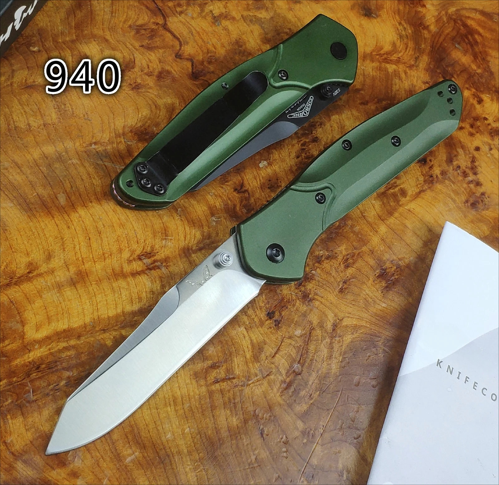 BM 9400BK Osborne Folding Knife Tactical Pocket Knife 3.4\\ S30V Black Plain Blade, Green Aluminum Handles Tactical EDC Knives