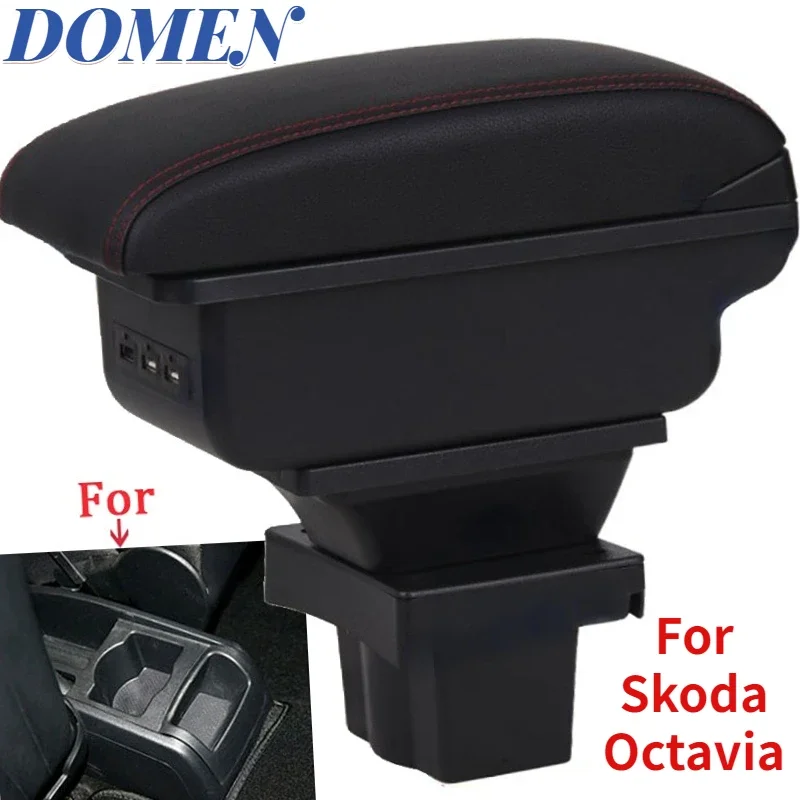 

For Skoda Octavia Armrest box For Skoda Yeti Mk2 2005-2012 Car Armrest Storage box Car Accessories Retrofit Interior Parts USB