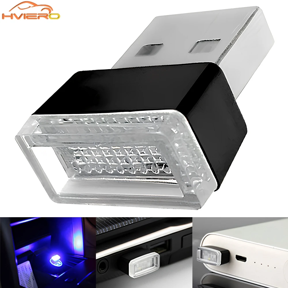 Car USB LED Atmosphere Lights Decorative Lamps Emergency Lighting Welcome Light PC Portable Plug Play Red Blue Auto Interior Led