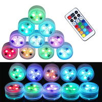 10pcs Mini Submersible Led Lights with Remote Small Underwater Tea Lights Waterproof Vase Pool Pond Lantern Decoration Lighting