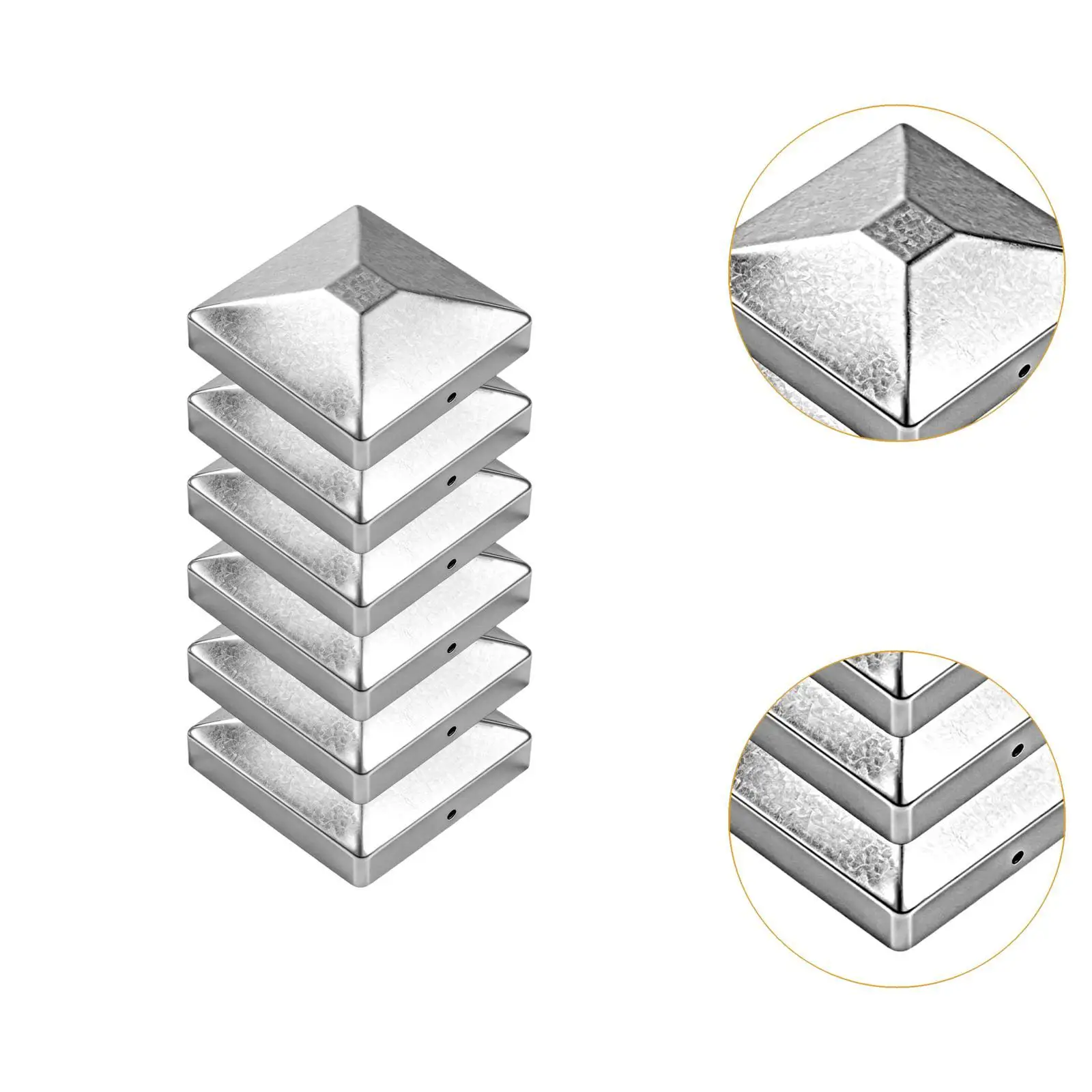 12 Pieces Post Cap Replacement for 7x7cm Practical Keep Post from Cracking and Rotting Fence Column Cover Silver Zinc Steel