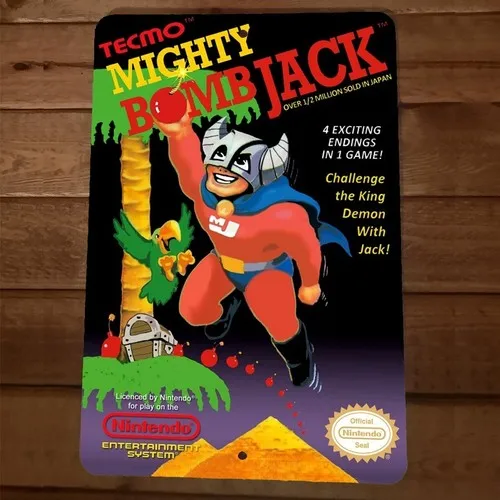 Mighty Bomb Jack NES Box Cover  Metal Wall Video Game Sign Poster