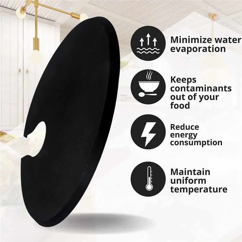 

A11I 1Pcs Silicone Lids - Fits Up to 10.5Inch Stock Pots - Compatible for Sous Vide Precision Cookers Black