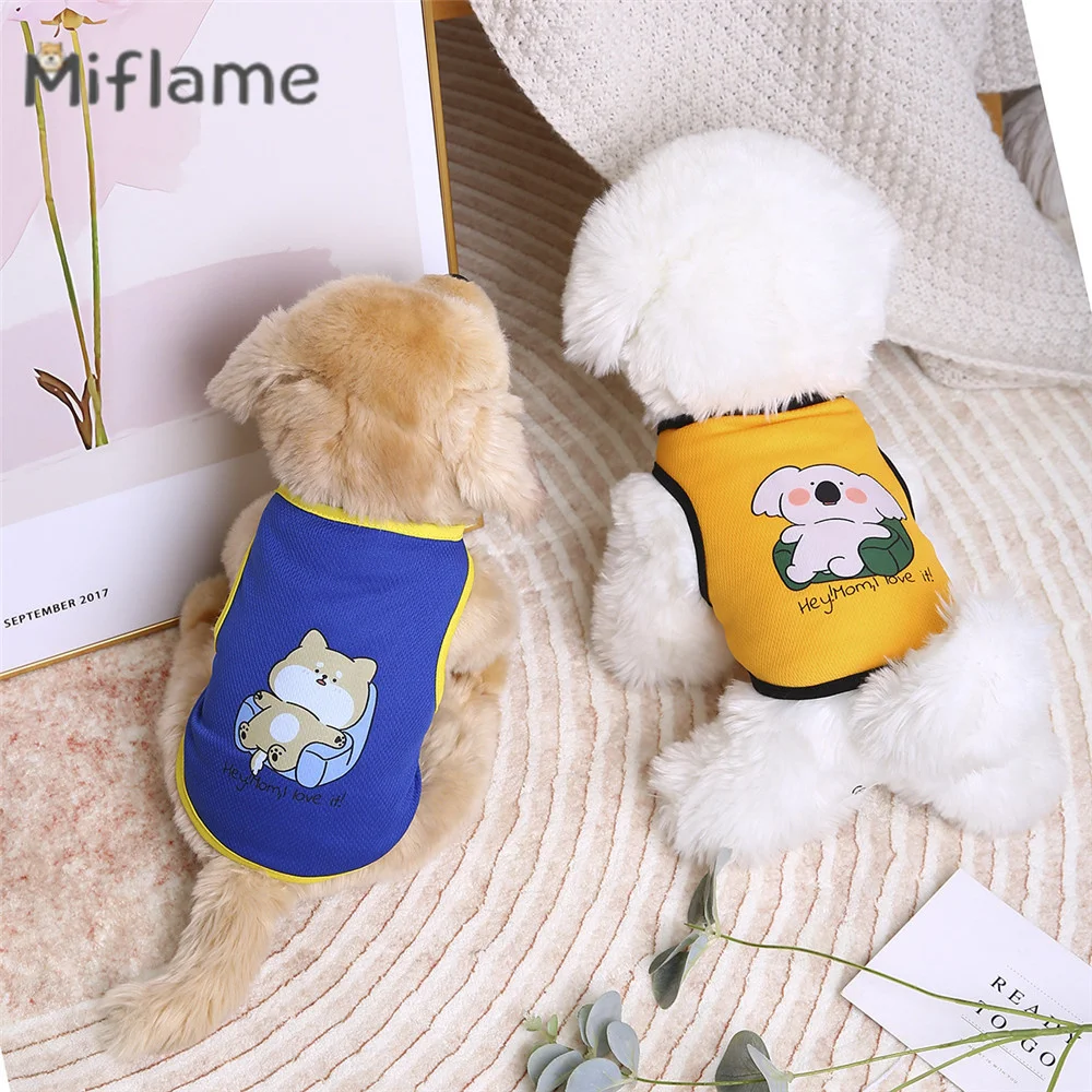 

Miflame Candy Color Pet Clothing Cartoon Animal Print Cat Dog Tank Top Teddy Bichon Breathable Comfortable Small Dogs T-shirt