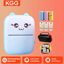 KGG Mini Thermal Printer with Gift PU Box Inkless Wireless Photo Label Printer Portable 57mm Bluetooth Printing for Study Office