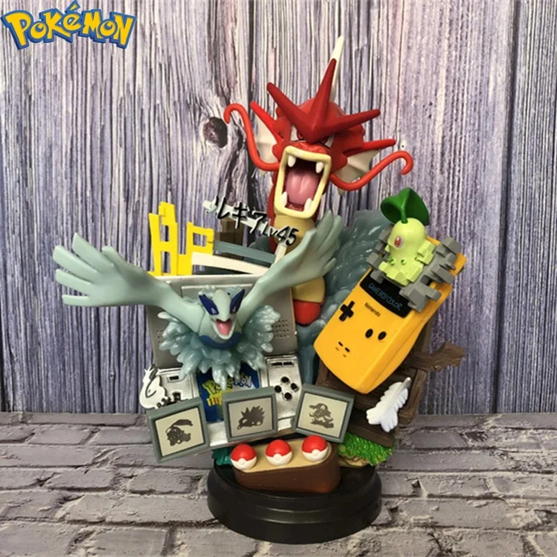 25cm Pokemon Anime Gyarados Ho Oh Celebi Chikorita Lugia Gameboy Pvc Model Statue Figure Toys Collectable Decorate Birthday Gift