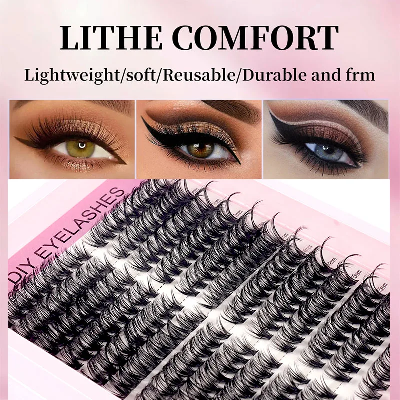 

240 bundles of 50A eyelashes, 0.07mm fine eyelashes extended 3D Russian curls personal eyelash clusters makeup black eyelashes