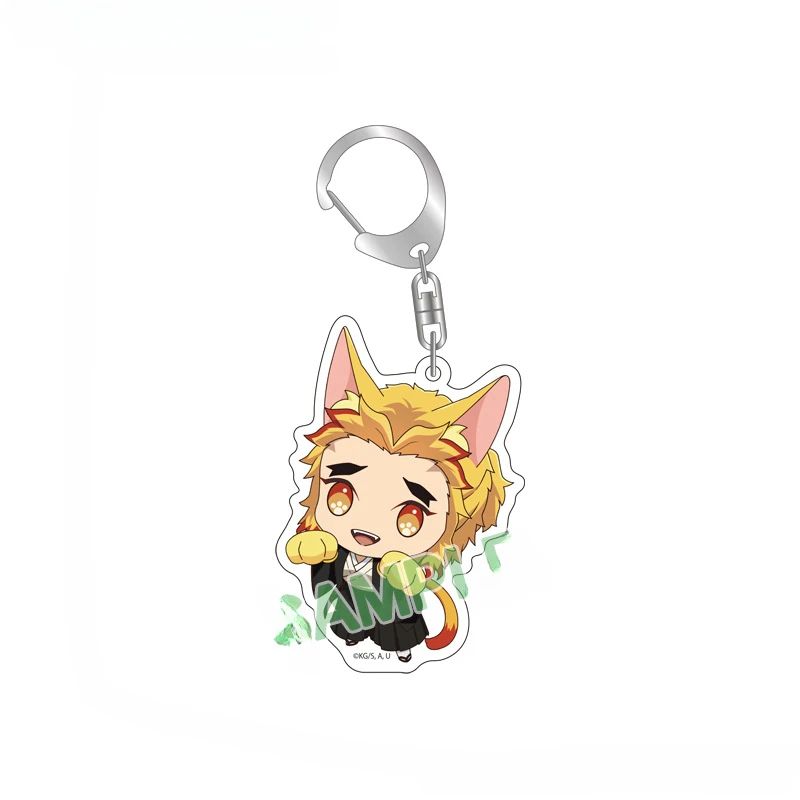 Kimetsu No Yaiba Anime Figure Kamado Tanjirou Enmu Meow Meow Q Version Acrylic Standing Pendant Keychain Toys Kids Gifts Model