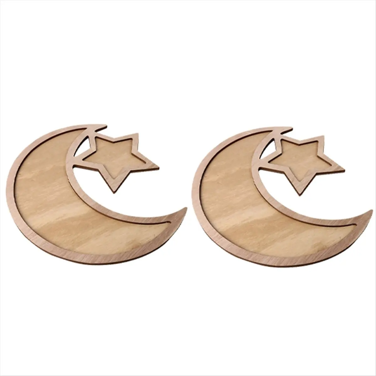 2026 Trend Wooden Tray Home Decoration Storage Box Ornaments Eid Decoration Islamic Muslim Decoration Dessert Tray Crafts