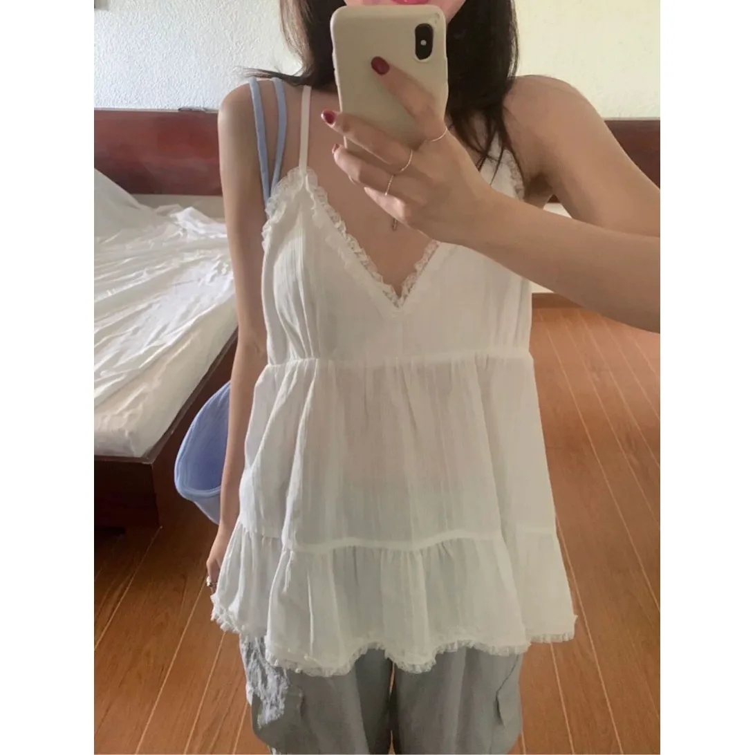 Sweet Back Strap Versatile Strap Top Women's Casual Style Mid-Length Outerwear Summer Collection Chinese Manufacturer