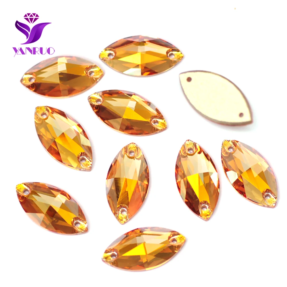 YANRUO 3223 Navette Horse Eyes Sunshine Top Crystal Sew On Glass Strass flatback Rhinestone For Wedding Decoration