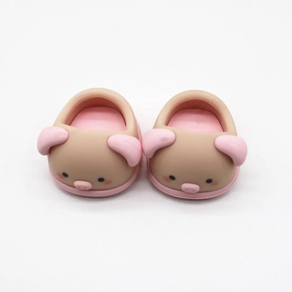 1Pair 20cm Cotton Doll Shoes Cute Pig Rabbit Cat Soft Rubber Shoes Animal Board Shoes Doll Accessories For Children Toys Gifts