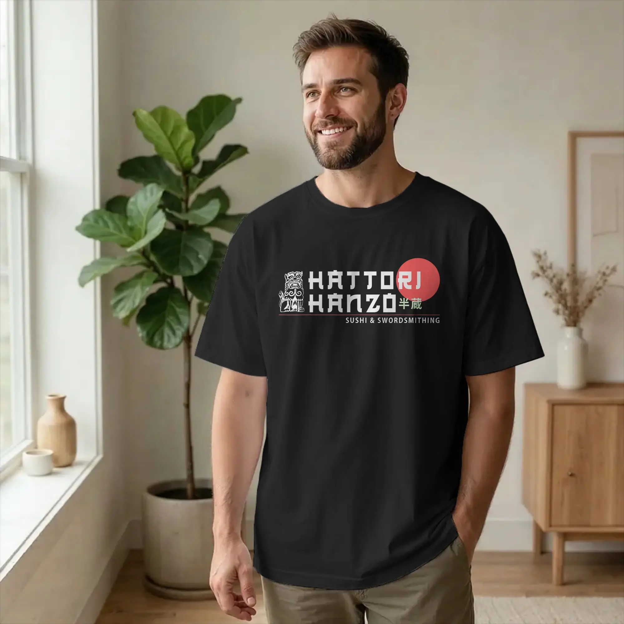 Funny Warrior Hattori Hanzo Sword Sushi T-Shirts Men O Neck Cotton T Shirt Japan Okinawa Short Sleeve Tees Plus Size merchandise
