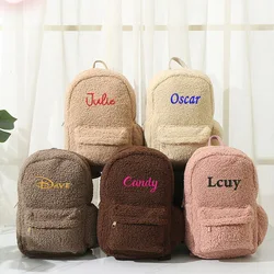 Custom Lamb Wool Backpack Women's Bag Large Capacity Plush Bag Personalized Name Backpack Children's Cartoon Cute Schoolbag