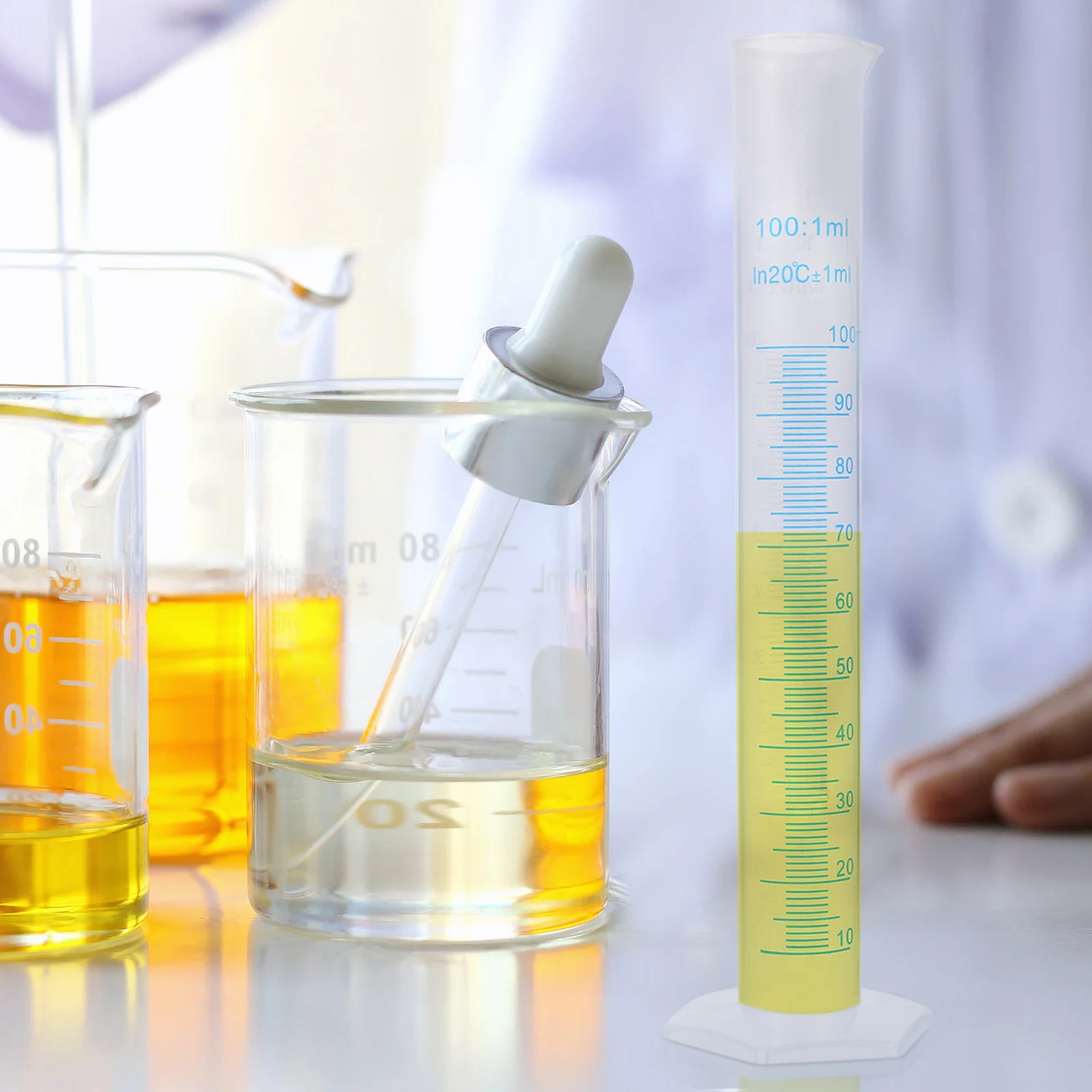 

100ml Graduated Measuring Cylinder Transparent Plastic Wide Pentagonal Base Roll-Resistant Accurate Measurements