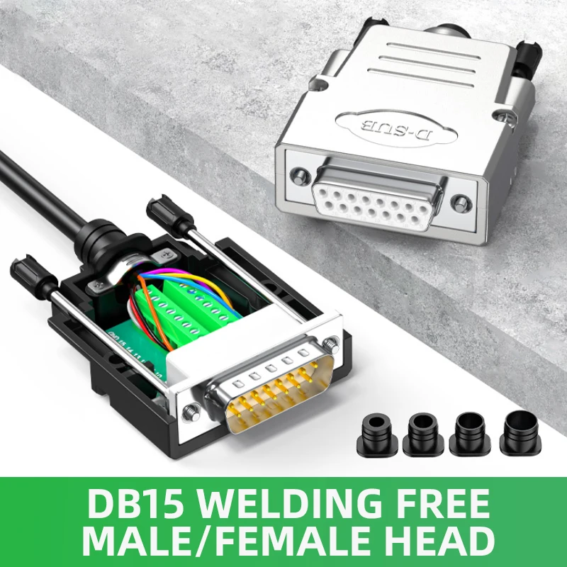 

Thin DB15 Solder-free Connector 15 Pin Welding-free Male Female 15P Connector D-SUB 15Pin Breakout Terminal Serial Port Adapter