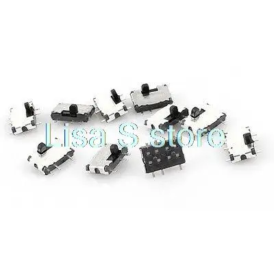 10 Pcs 7x4x1.5mm On/Off/On DPDT 2P2T 6 Pin Vertical Mini SMD SMT Slide Switch