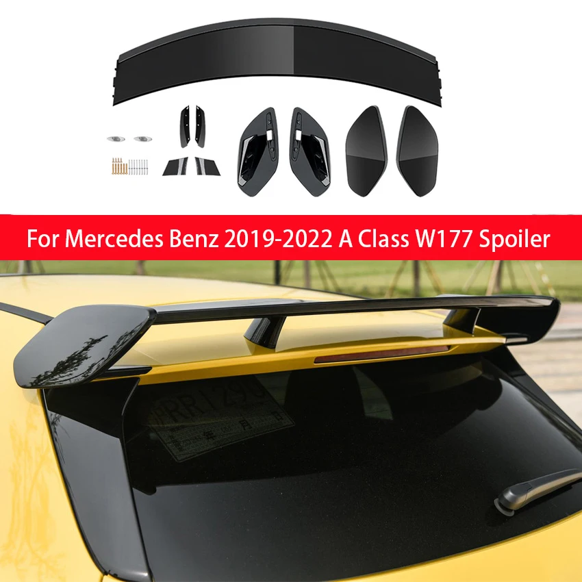 

For Mercedes Benz A Class W177 A180 A200 A220 A250 A260 A35 A45 AMG Rear Roof Trunk Boot Lip Wings Tail Spoiler Wing 2019-2022