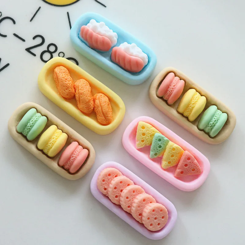 

10Pcs New Cute kawaii Biscuit Flat Back Dessert Resin Charms Cabochons Scrapbooking DIY Jewelry Craft Decoration Accessories