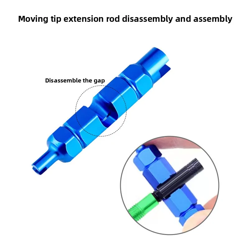 3-in-1 Bike Multifunctional Valve Core Remover Tool Wrench Spanner for Bicycle Schrader and Presta Valve Extender image 4