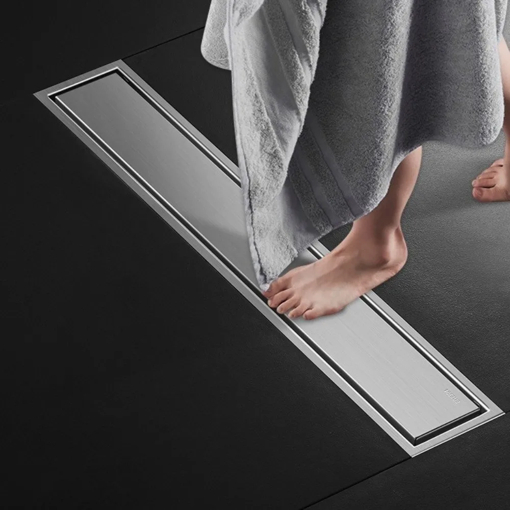 304 Stainless Steel Invisible Floor Drain Removable Cover Odor-Resistant Linear Floor Drain Long Strip Quick Drainage