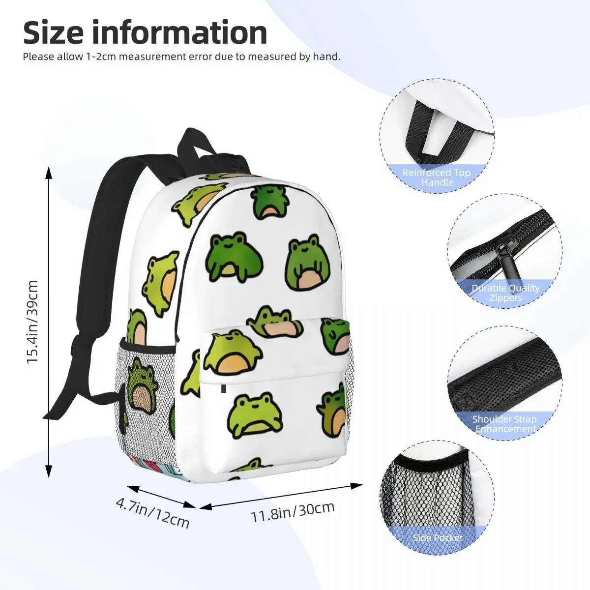 Frogs Doodle Backpacks Teenager Bookbag Cartoon Children School Bags Travel Rucksack Shoulder Bag Large Capacity