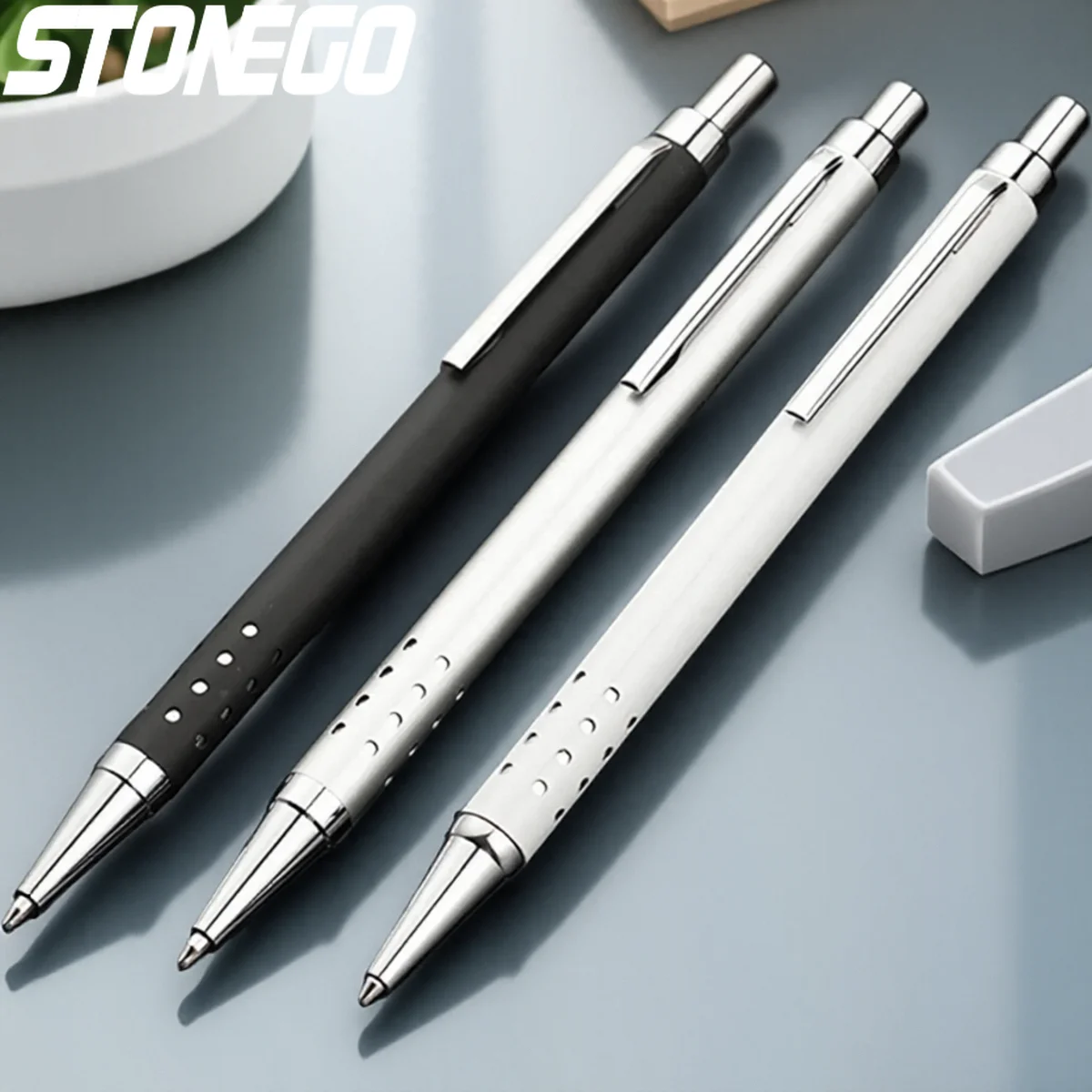 

Шариковая ручка с металлическим корпусом, средние черные чернила, гладкая выдвижная ручка для письма, для учебы, офисного использования