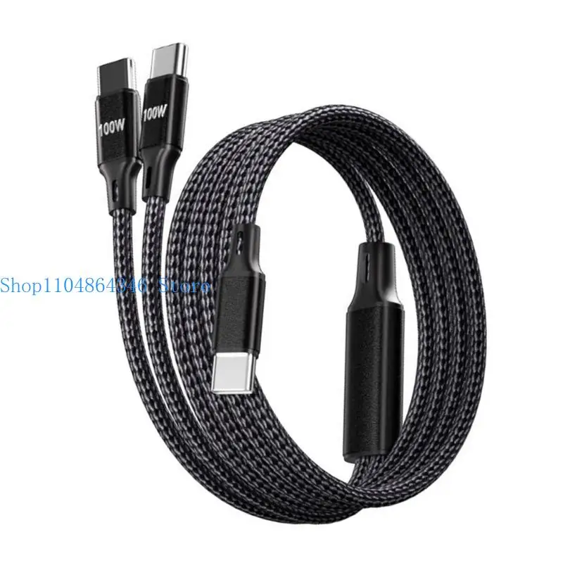 652F Extended USB C to 2 USB C Connectors Charging Data Cable for Charging a Variety of USB C Powered Gadgets