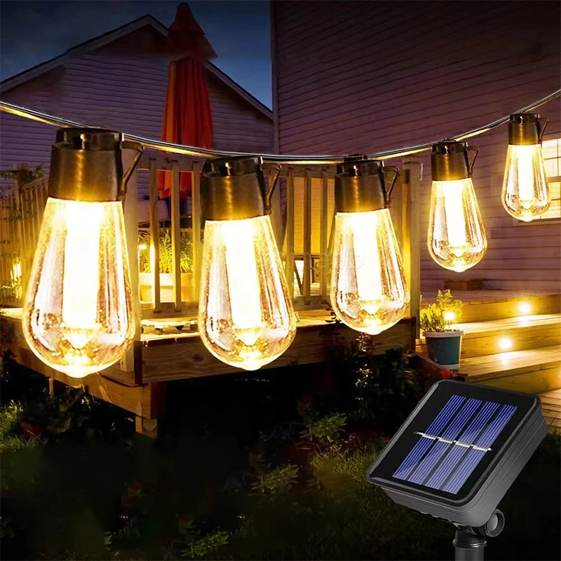 

Outdoor Solar String Lights LED IP65 Waterproof Edison Bulb Retro Vintage Christmas Garland Garden Party Decoration Fairy Lamp