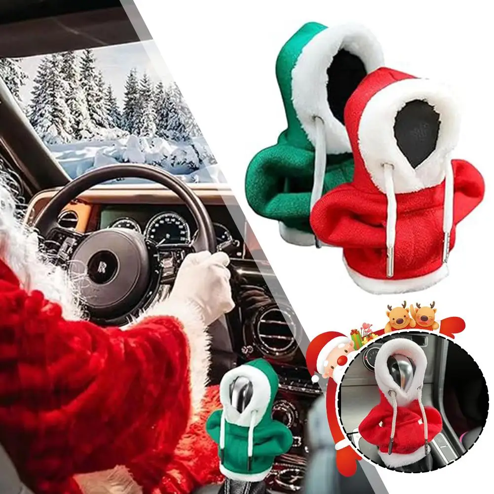 

Car Gear Lever Shift Cover Christmas Jackets Gear Shift Knob Hoodie Gearbox Hoodie Speed Lever Christmas Car Decoration