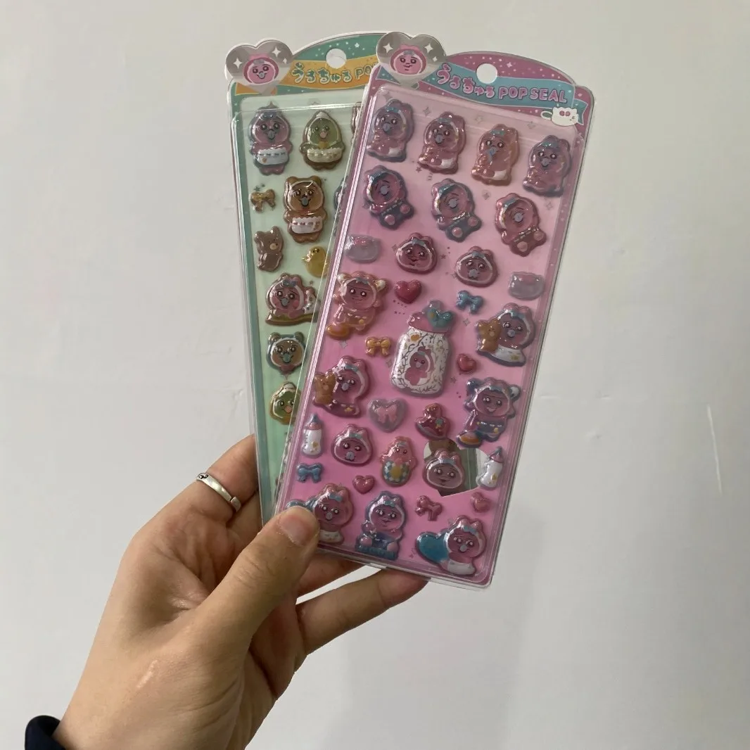 new 3D Lenticular Embossed Sticker, Otter Cartoon Planner Decoration Sticker, Children's DIY Sticker, Ins Style, Crystal Sticker