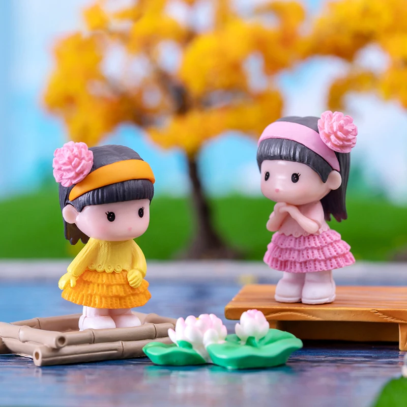 Miniature Doll Figures Lovers Figures Couple Boy Girl Model For Microlandscape Fairy Garden Home Ornaments Valentine's Day Gift