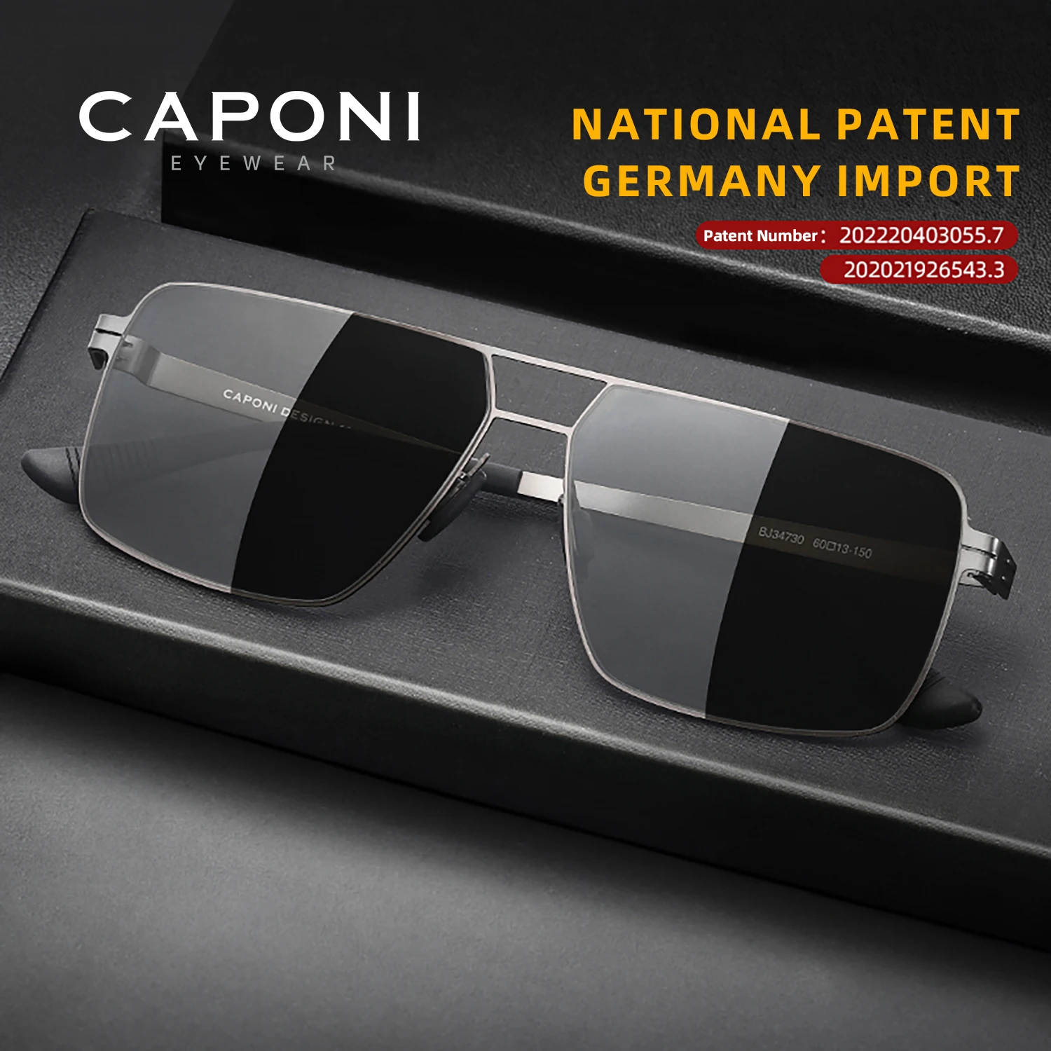 

CAPONI New Polarized Men Sunglasses Photochromic High Quality Stainless Steel Outdoor Sun Glasses Anti Glare Black Shade BS34730