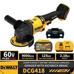 DEWALT DCG418 Kit FLEXVOLT® 60V MAX 125MM Brushless Cordless Grinder With Kickback Brake 60V Lithium Tool With Battery Charger