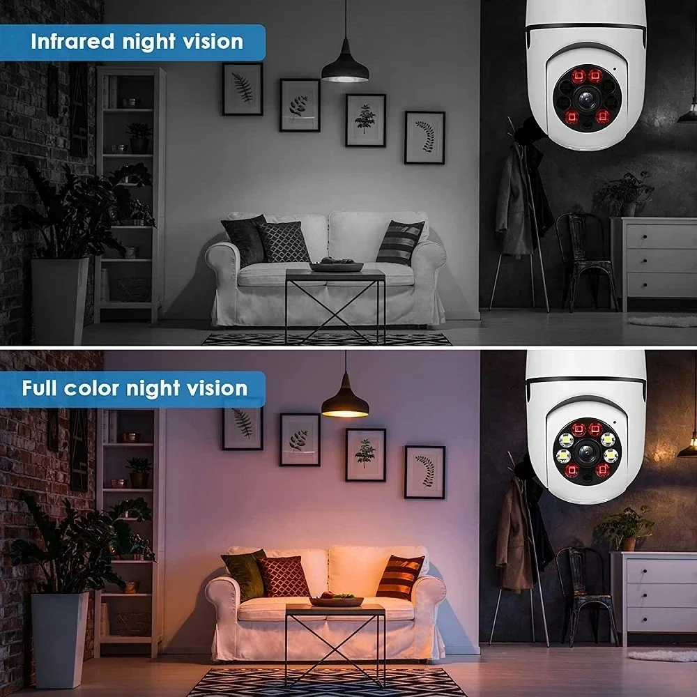 iCSee E27 Bulb Wireless IP Camera 4MP 2K WiFi PTZ Camera Indoor Home Security Color Night Vision Auto Tracking Motion Detection