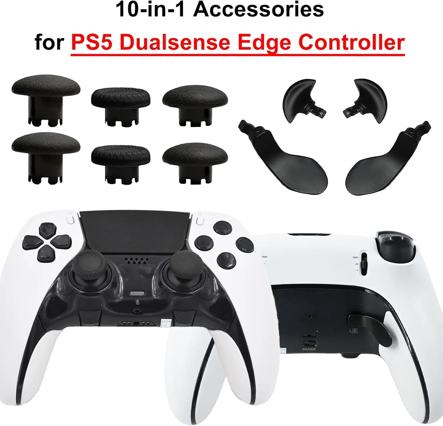 PS5 Edge 컨트롤러 아날로그 조이스틱 용 10in1 교체 액세서리 부품, PS5 Dualsense-Edge 컨트롤러 패들 용 썸 스틱