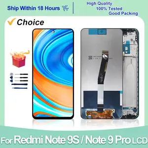 Bilashmart 6.67 Xiaomi Redmi Note 9 Pro LCD Display Touch Screen Digitizer Redmi Note 9S Display M2003J6B2G Replacement Parts