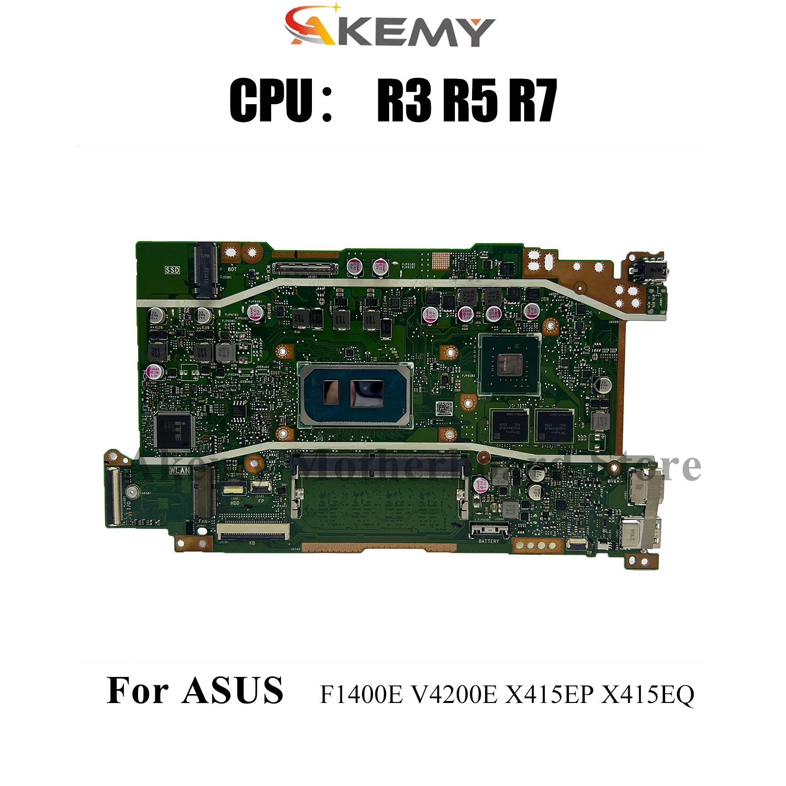 

X415EP Laptop Motherboard For ASUS VivoBook F1500E F1400E V4200E V5200E X415EQ X415EP X415E Mainboard With R3 R5 R7 CPU tests OK