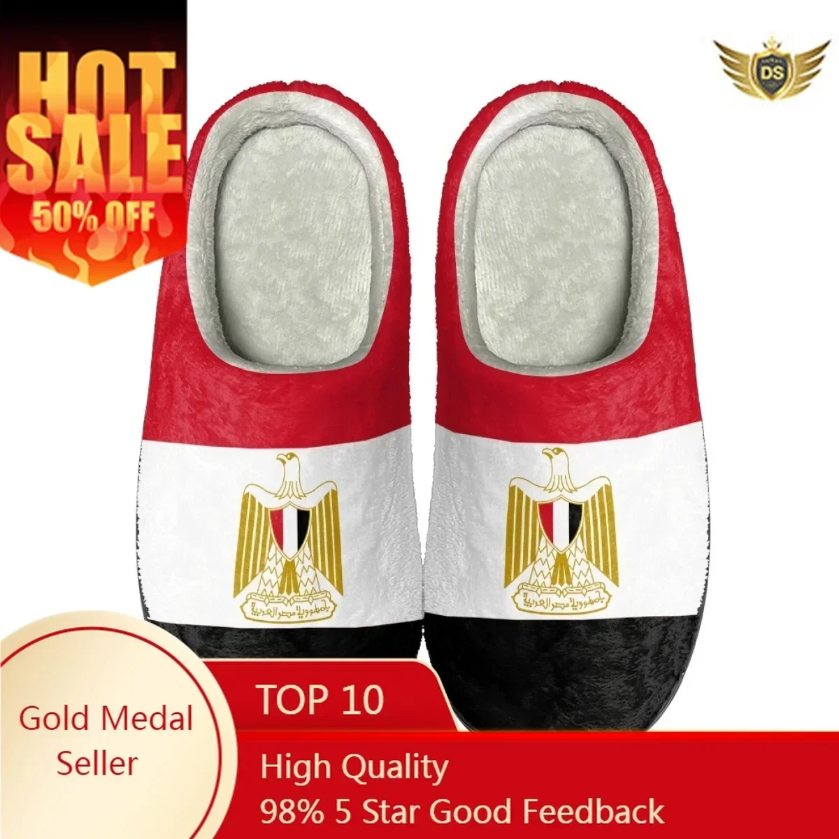

Egyptian Flag Design Warm Cotton Slippers Print On Demand Casual Winter Home Shoes for Women All-match Comfortable Men Footwear