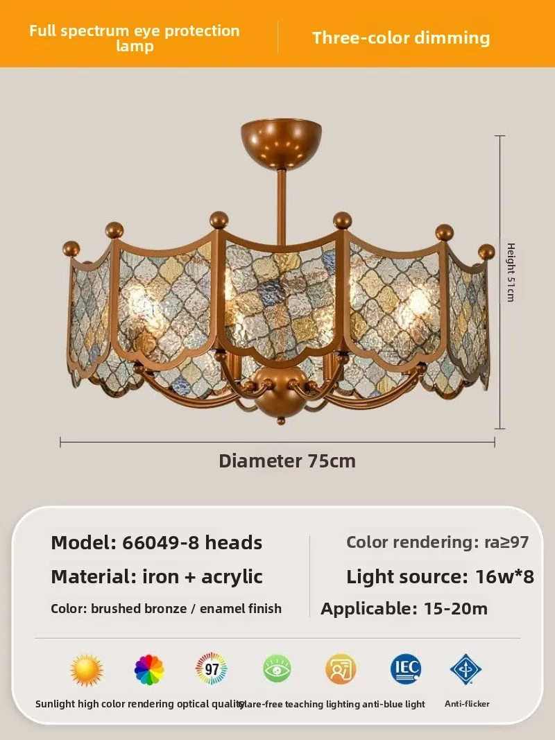 Nanyang wind chandelier, living room light, main light, antique retro American bedroom, dining room light, atmospheric enamel