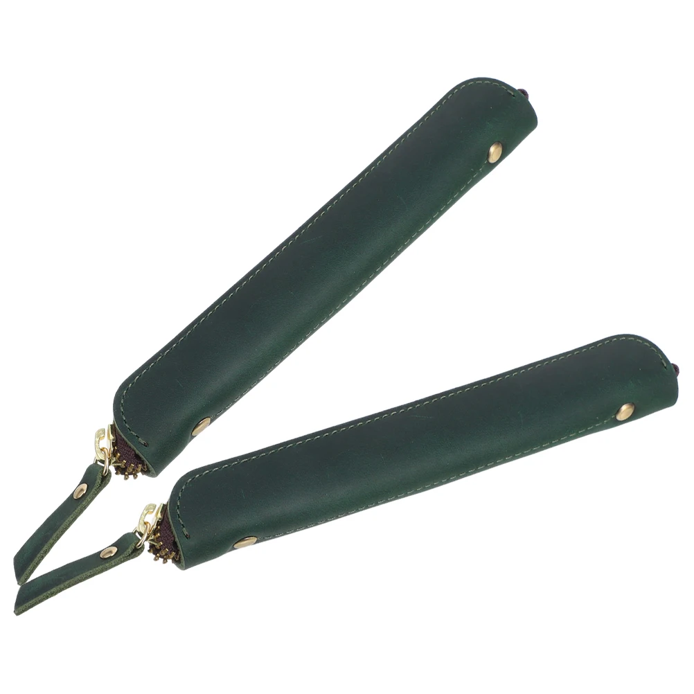 

2Pcs Vintage PU Zipper Pen Case Slim Portable Fountain Pen Sleeve Mini Pencil Pouch Small Pencil Holder Cute Stationery