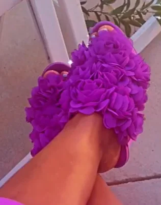 

Open Toe Flower Slippers Rose Floral Upper Stiletto Heels Round Toe Slip-On Slingback Summer Casual Party Dress Sexy Shoes