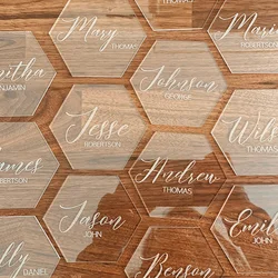 Custom Acrylic Place Card Wedding Guest Name Cards Favor Hexagon Rectangle Round Name Tags Modern Party Decor Baby Bridal Shower