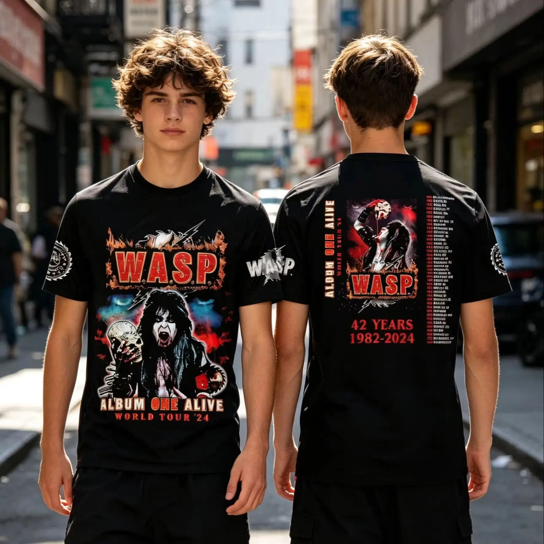 Camiseta Vintage de la banda WASP, camiseta de Rock Hip Hop para hombre, camiseta para mujer, camiseta para niños, camiseta de manga corta de secado rápido para niños y padres