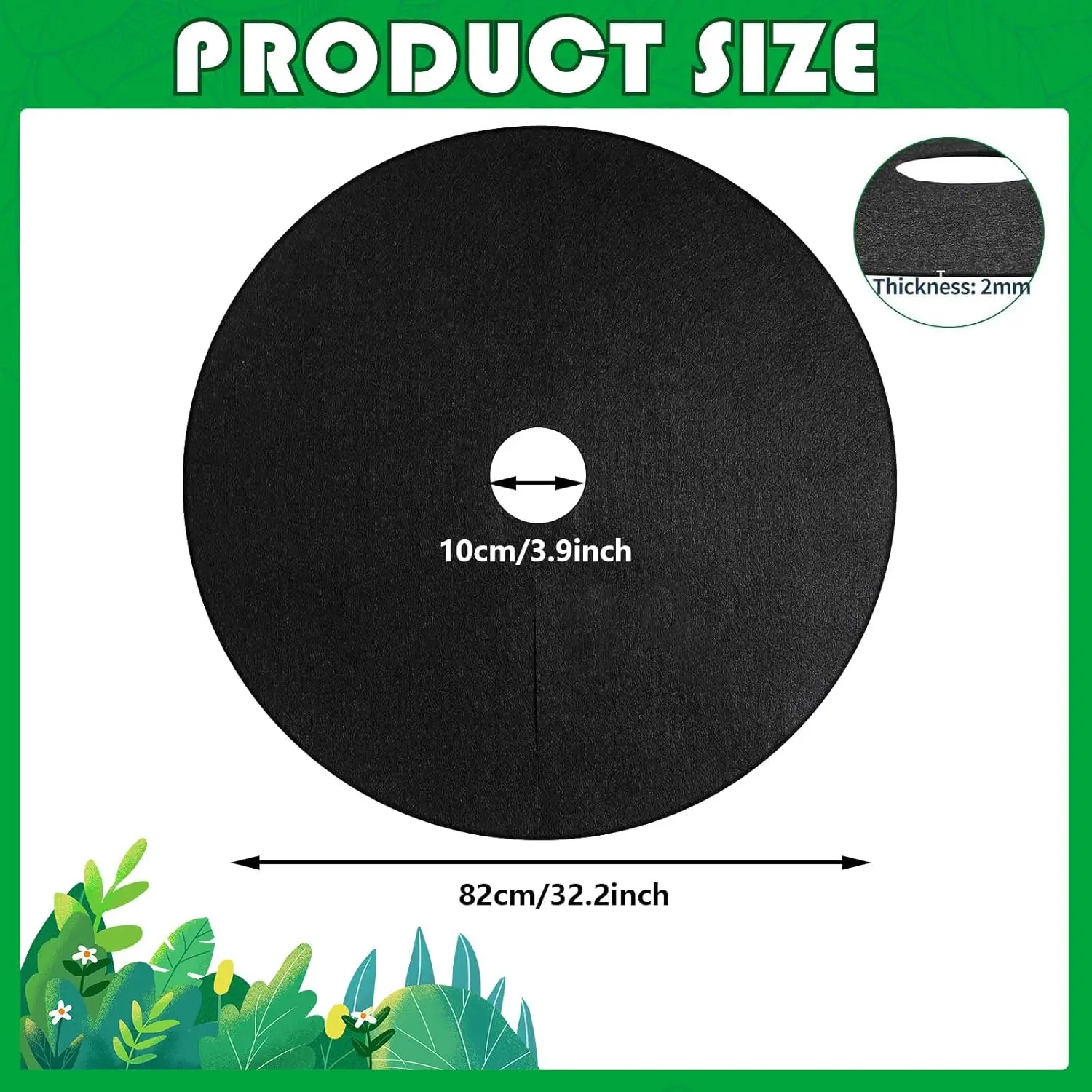 32.2 Inch Non-Woven Tree Mulch Ring Thickened Tree Protector Mat with 12 Staples Stakes Reusable Anti Grass    Weed Barr - view 2