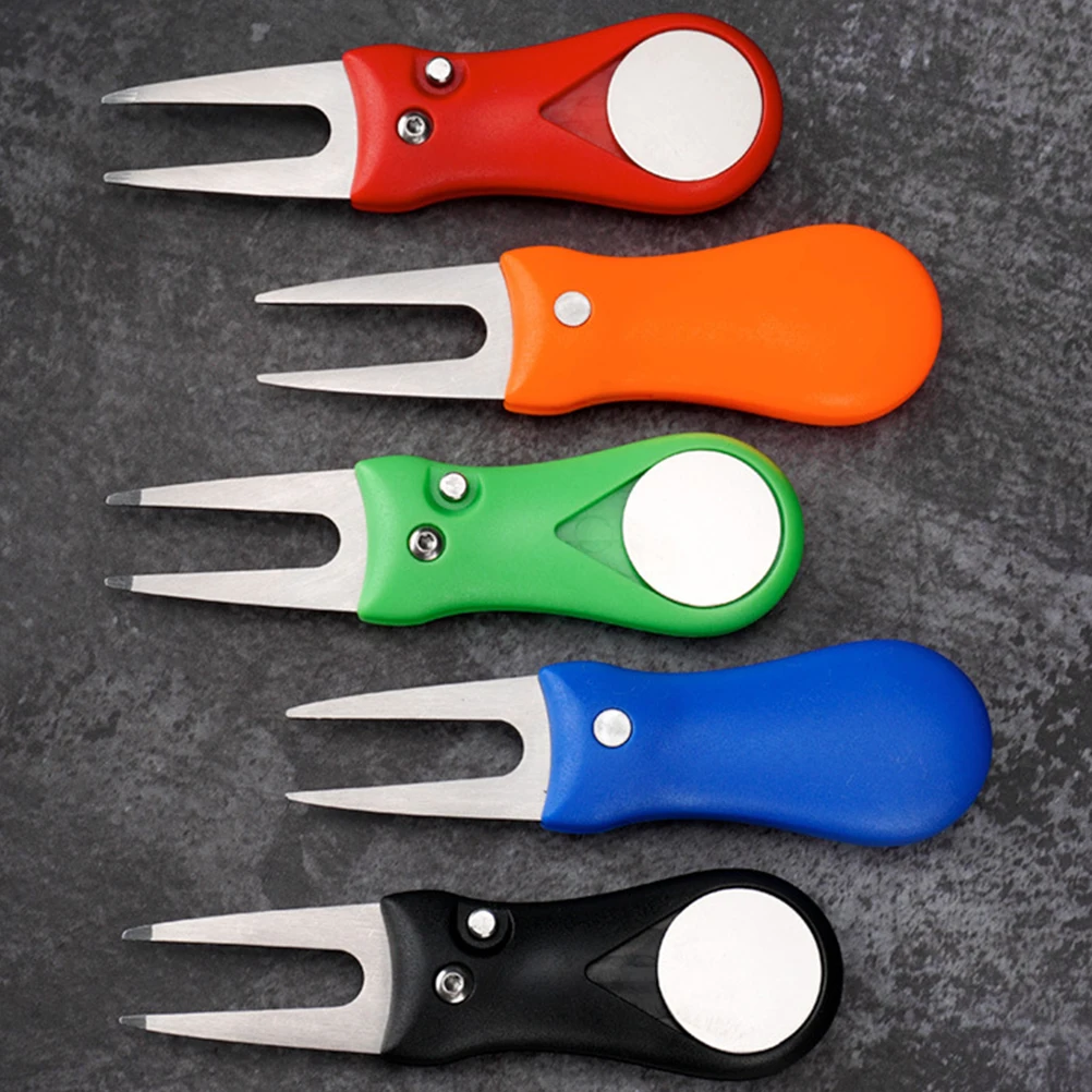 

Golf Green Fork Divot Repair Tool with Ball Marker Foldable Course Folding
