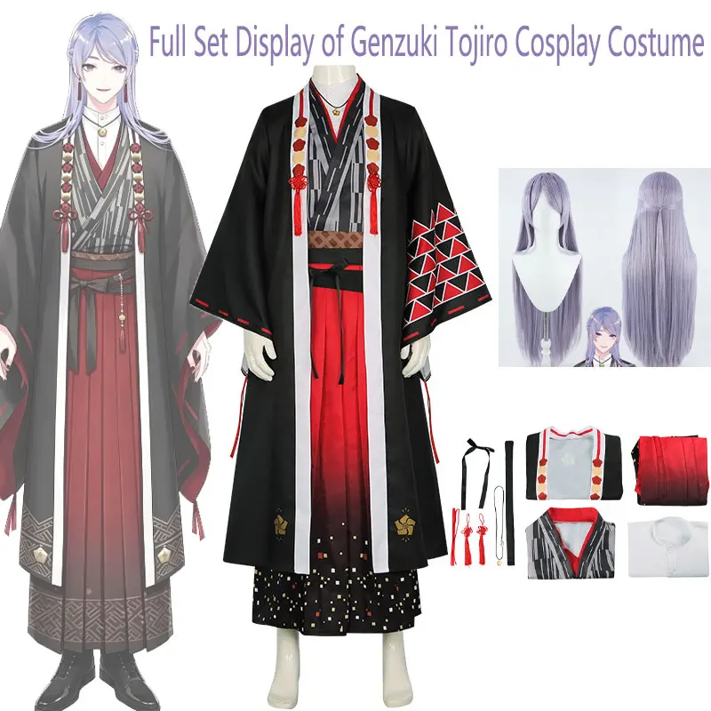 vΔlz-costume-cosplay-nijisanji-vtuber-genzuki-tojiro-set-completo-outfit-kimono-giapponese-abito-da-uomo-per-halloween